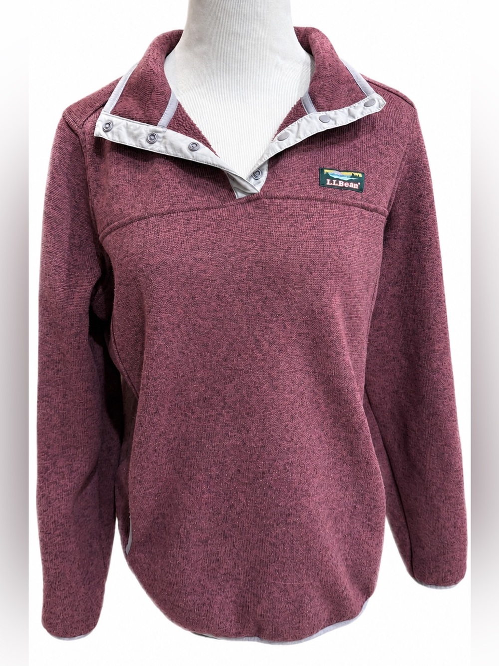 L.L. Bean Women's Snap-Front Fleece Pullover - Wine